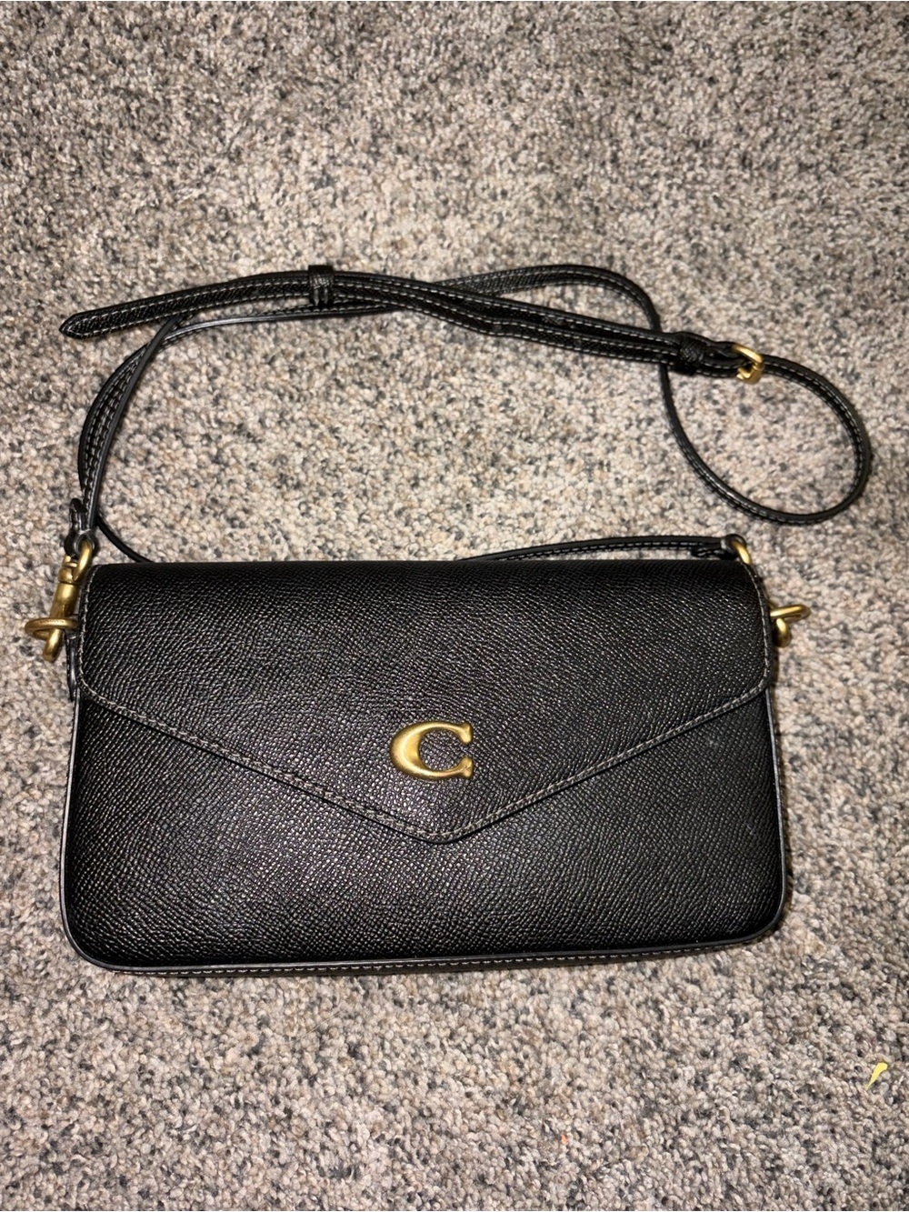 Coach Black Leather Crossbody with Gold C Hardware - Picture 3 of 6